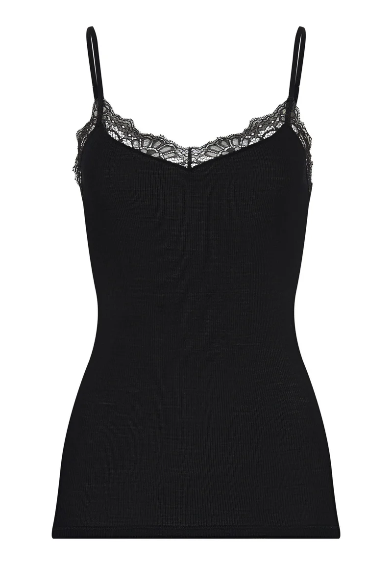 Woolen Lace Spaghetti Top | black 070765-070019