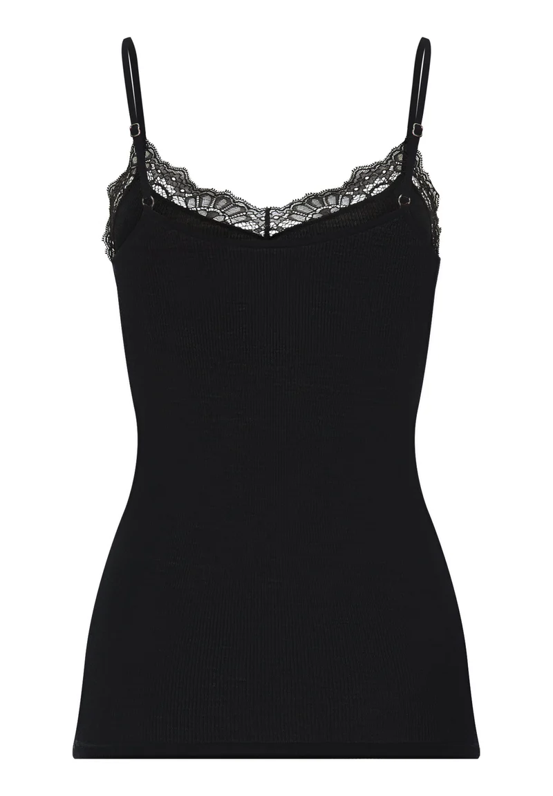 Woolen Lace Spaghetti Top | black 070765-070019
