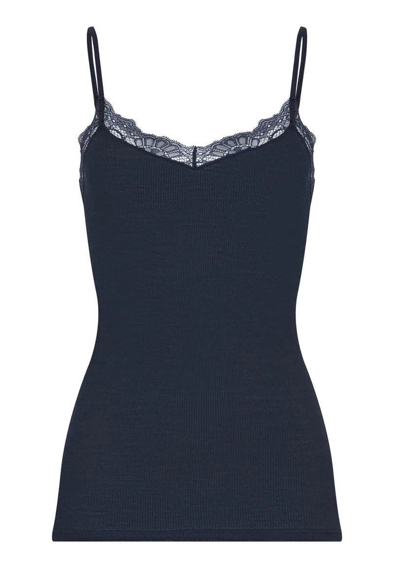 Woolen Lace Spaghetti Top | deep navy 070765-071610