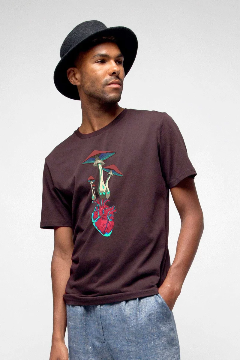 Herz Pilz T-Shirt für Männer