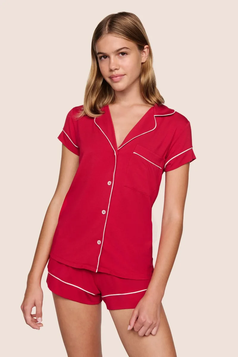 Gisele Shortie PJ Set Holly Red