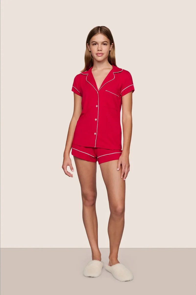 Gisele Shortie PJ Set Holly Red