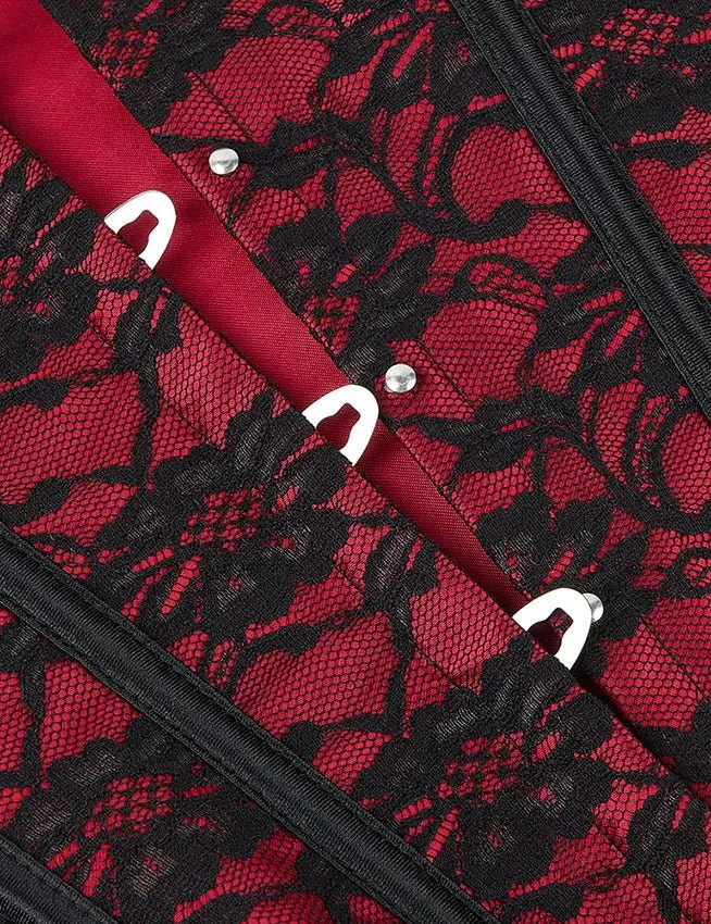 Rotes Bustier-Korsett mit herzförmigem Ausschnitt – Weiche Stäbchen, Schnürung am Rücken & Höschen