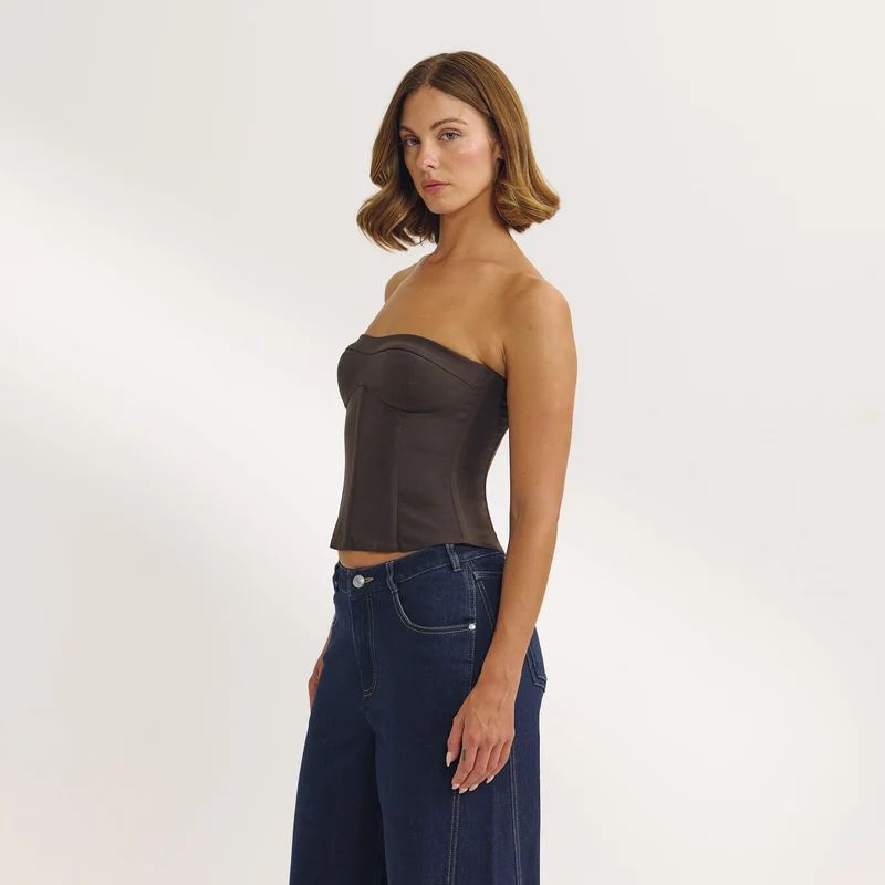 Bandeau Corset Top - Dark Brown