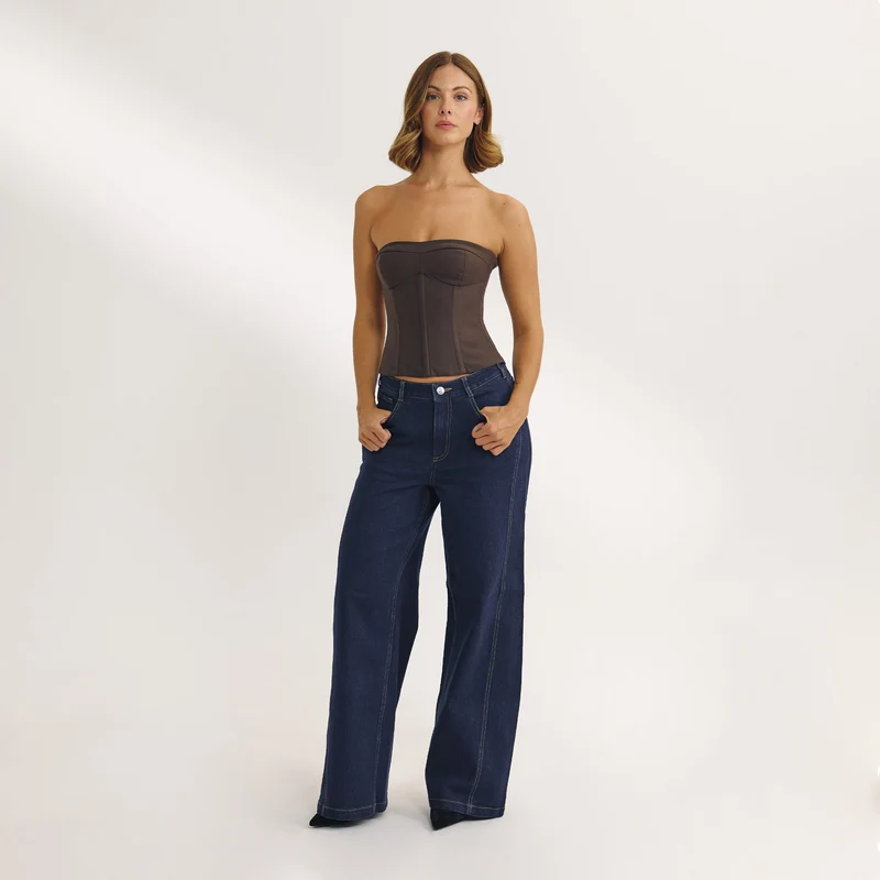 Bandeau Corset Top - Dark Brown