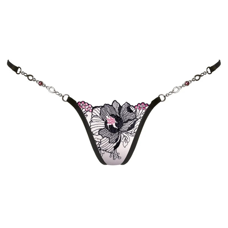 Elegant Lady - Mini G-String mit Schmuck - Schwarz
