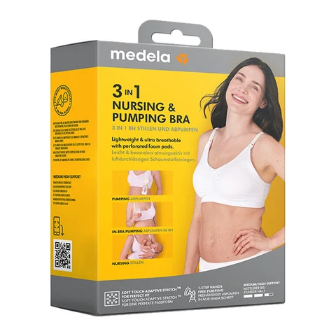 Medela Komfortabler 3-in-1 Still- und Pump-BH, Schwarz, Gr. M