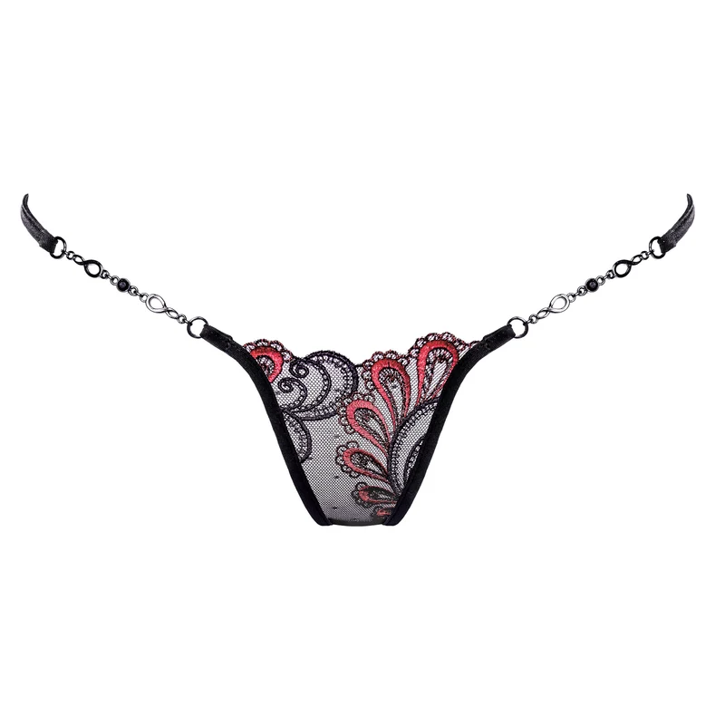 Precious Lady - Mini G-String mit Schmuck - Schwarz