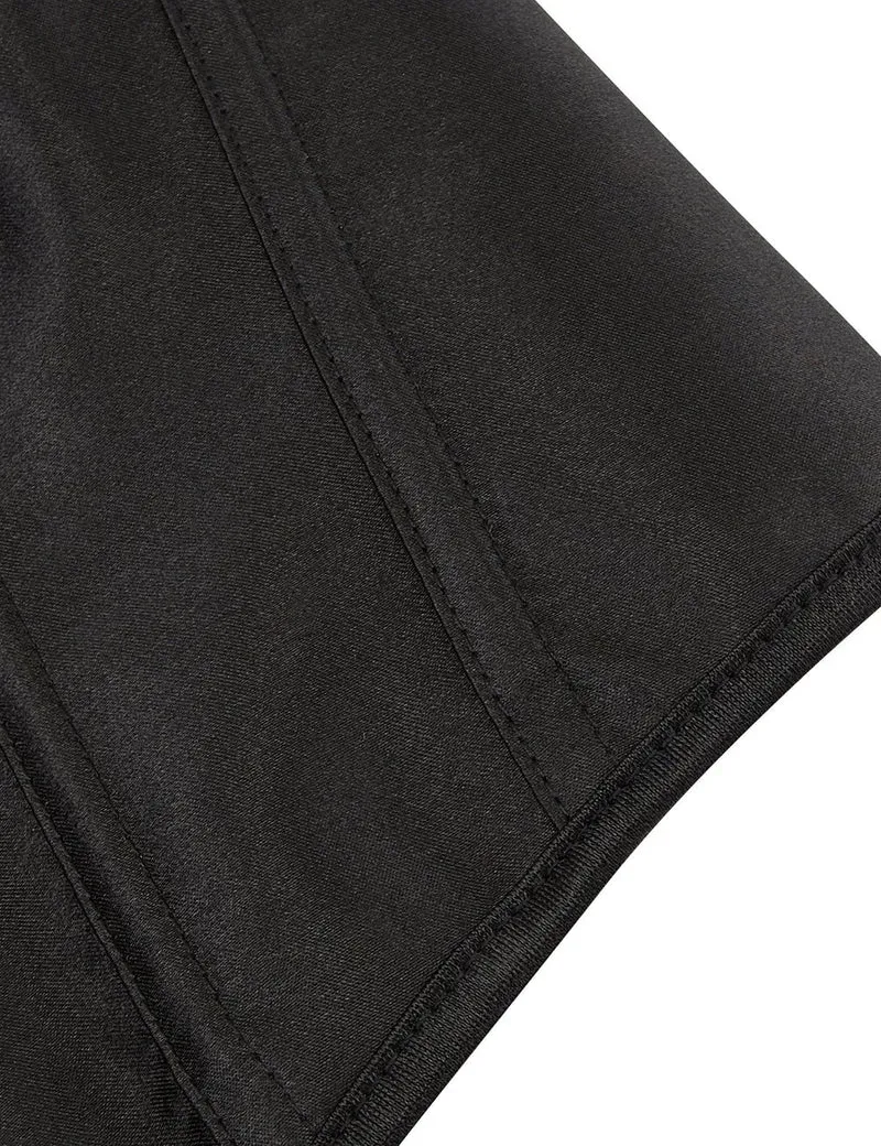 Schwarzes Satin-Halter-Tank-Korsett – 12 weiche Stäbchen & gekreuzte Rückenträger