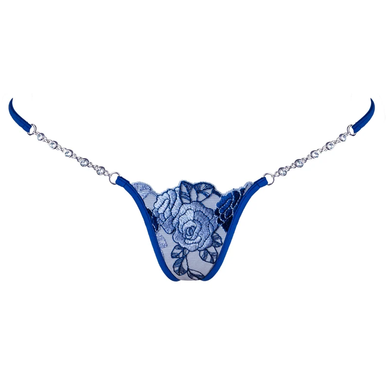 Blue Lagoon - Mini G-String mit Schmuck - Blau