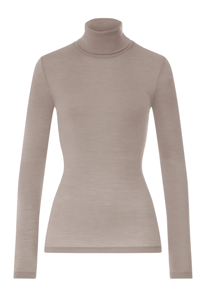 Woolen Silk Turtle-Neck Shirt | rose grey 071423-072335