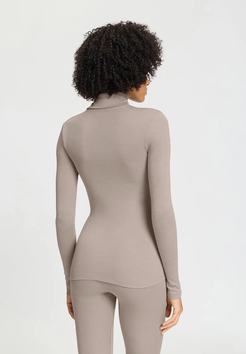 Woolen Silk Turtle-Neck Shirt | rose grey 071423-072335