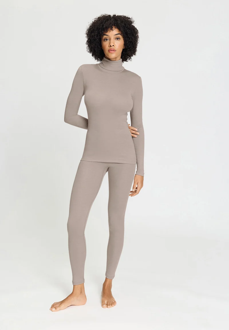 Woolen Silk Turtle-Neck Shirt | rose grey 071423-072335