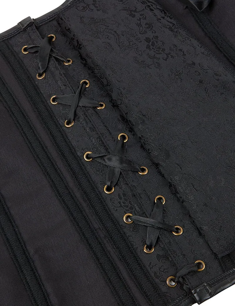 Schwarzer Neckholder-Body aus Kunstleder – Ketten, Nieten & 14 weiche Stäbchen