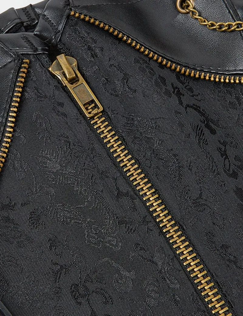 Schwarzer Neckholder-Body aus Kunstleder – Ketten, Nieten & 14 weiche Stäbchen