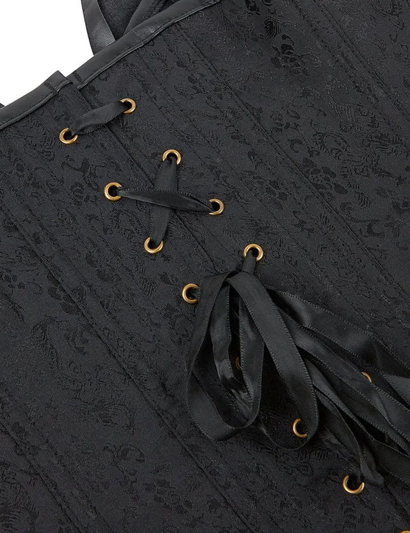 Schwarzer Neckholder-Body aus Kunstleder – Ketten, Nieten & 14 weiche Stäbchen