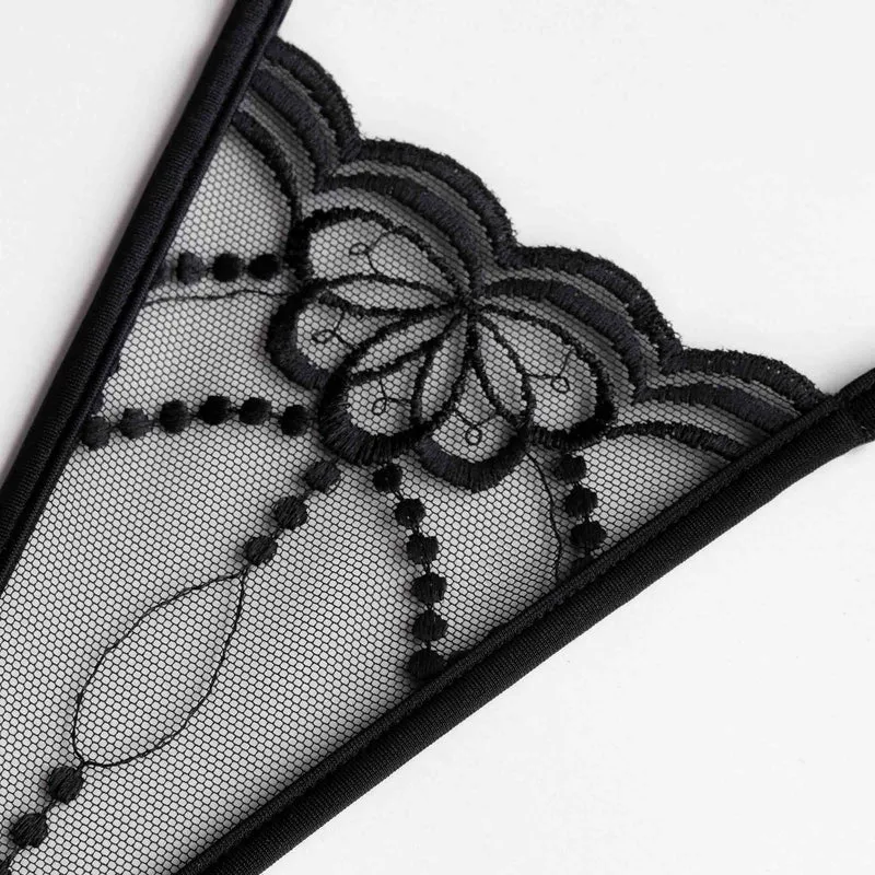 Butterfly in Black - mini G-String mit Schmuck - Schwarz