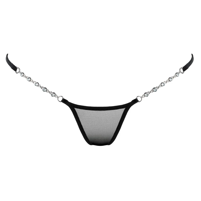 Transparent Black - Micro V-String mit Schmuck