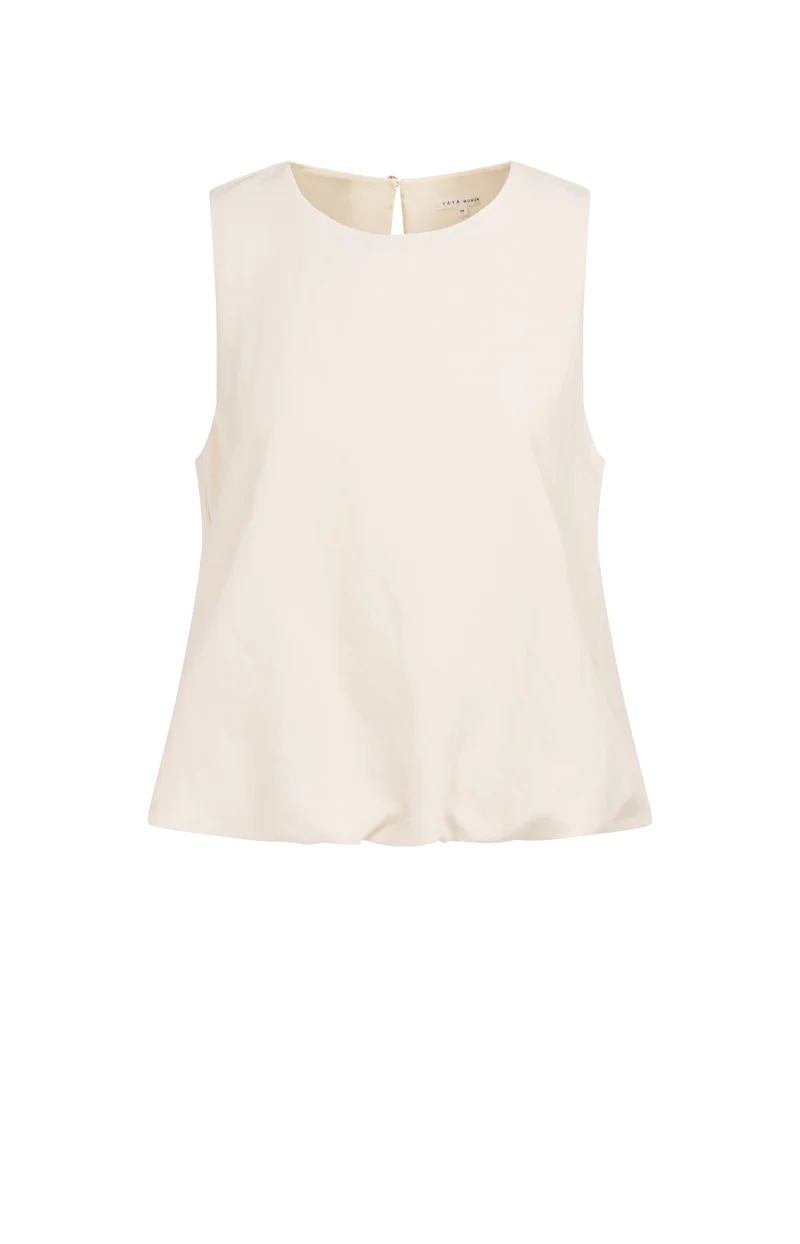 Woven balloon top, CLOUD CREME WHITE