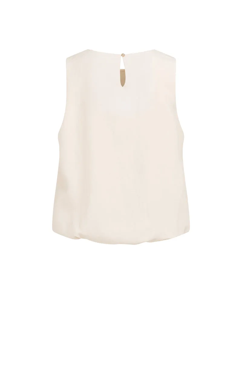 Woven balloon top, CLOUD CREME WHITE