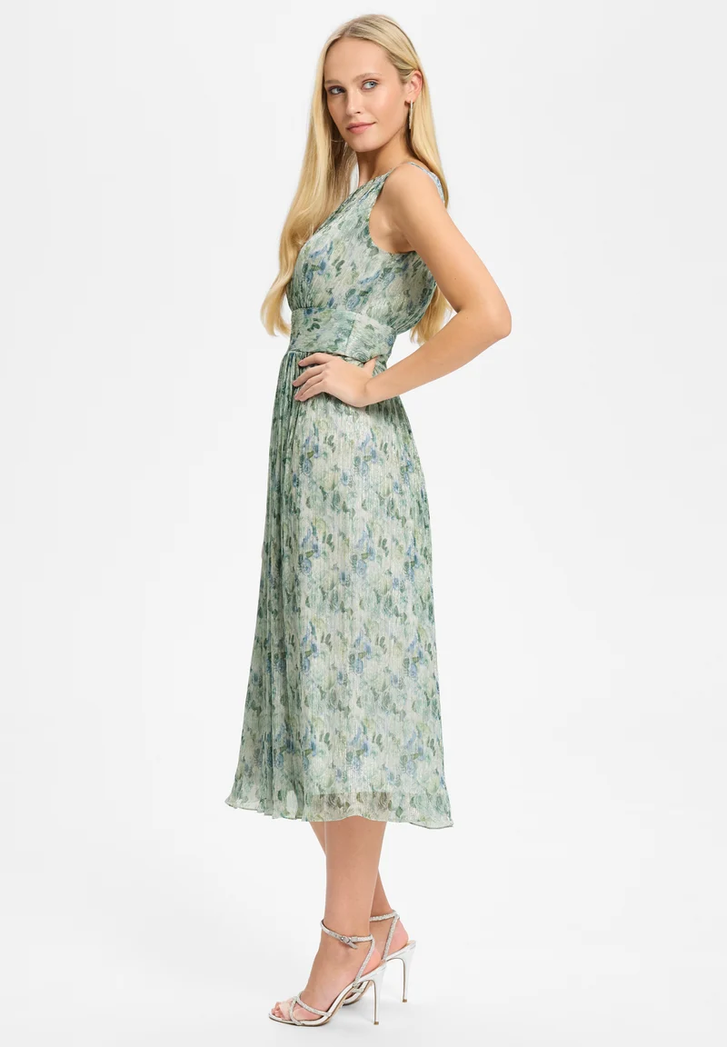 Cocktailkleid aus bedrucktem Plissee Jersey
