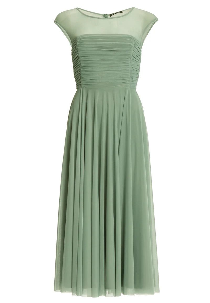Cocktailkleid aus Mesh mit geraffter Korsage