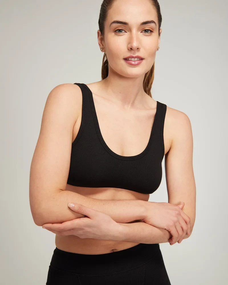 Nudea - Bio-Baumwoll-Bralette mit Dip-Front, Schwarz