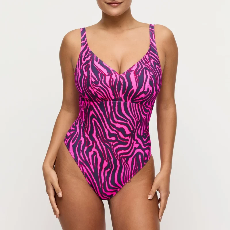 PrimaDonna Swimwear - Malabo Plunge Badeanzug kabellos Hot Pink Zebra