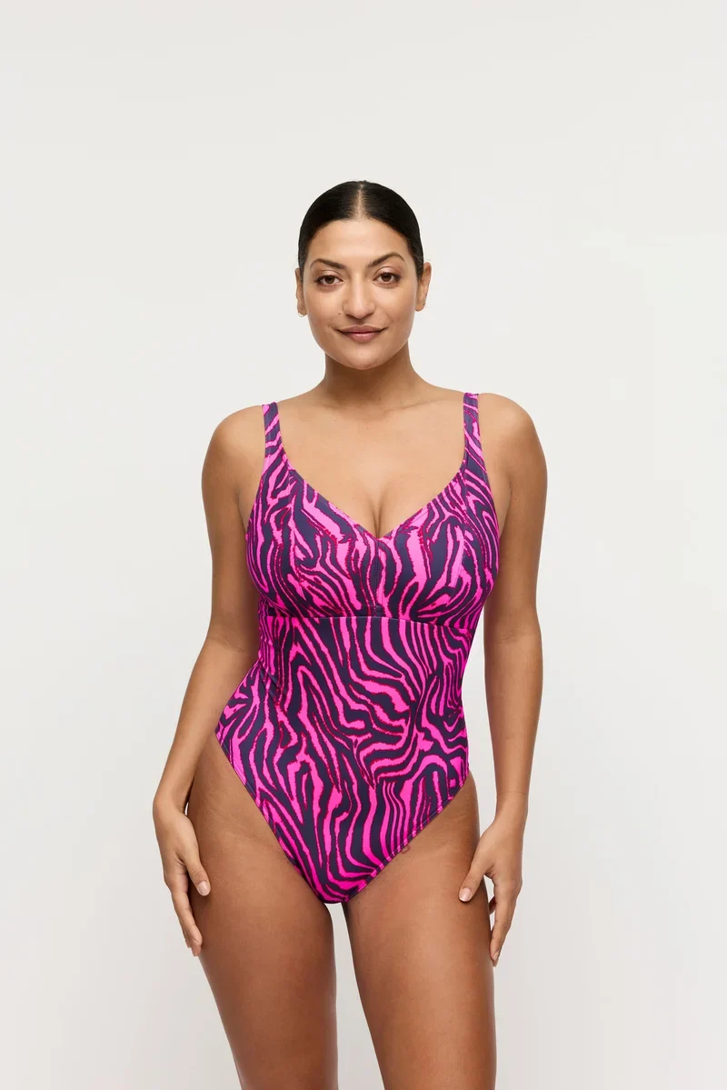 PrimaDonna Swimwear - Malabo Plunge Badeanzug kabellos Hot Pink Zebra
