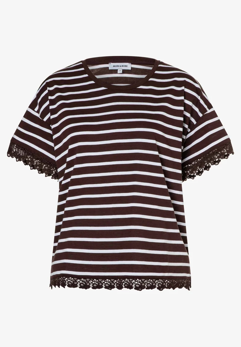Streifenshirt mit Spitzenkante