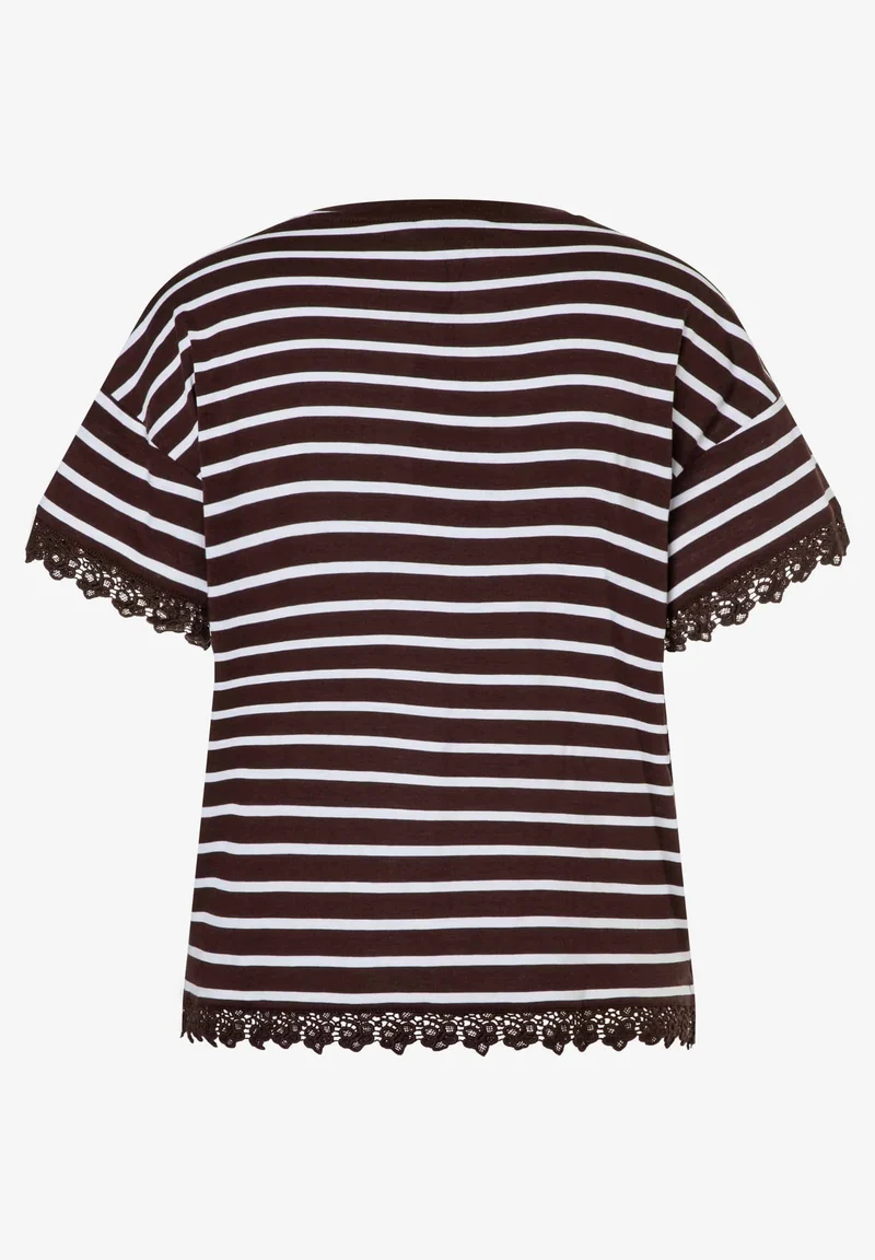 Streifenshirt mit Spitzenkante