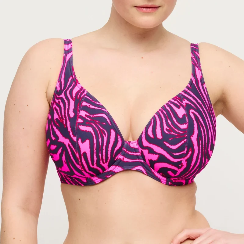 PrimaDonna Swimwear - Malabo Gepolstertes Bikini-Oberteil mit tiefem Ausschnitt, Pink Zebra