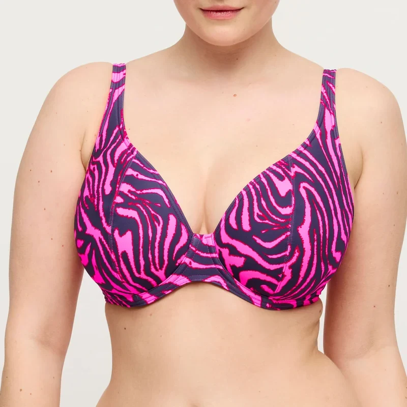 PrimaDonna Swimwear - Malabo Gepolstertes Bikini-Oberteil mit tiefem Ausschnitt, Pink Zebra