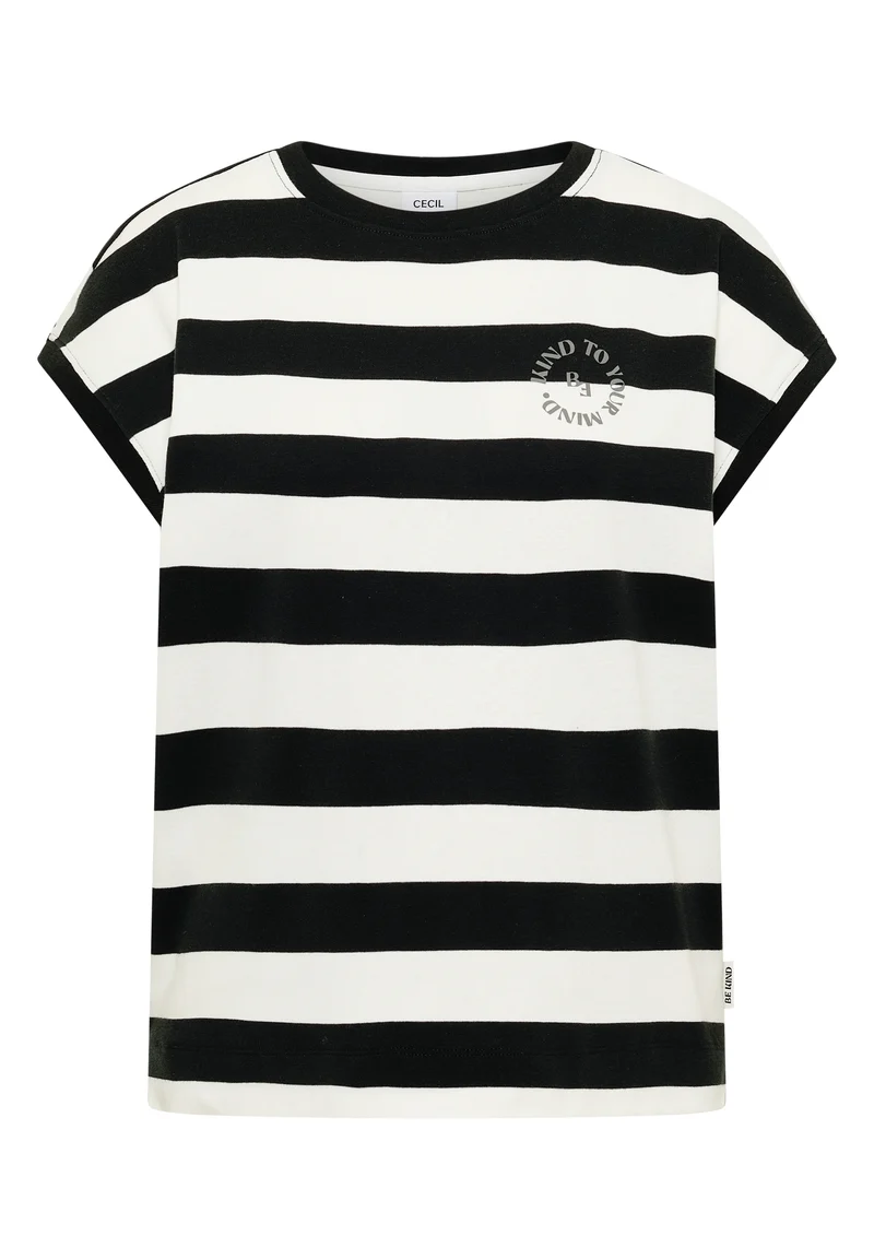 T-Shirt mit Streifen und Printdetail