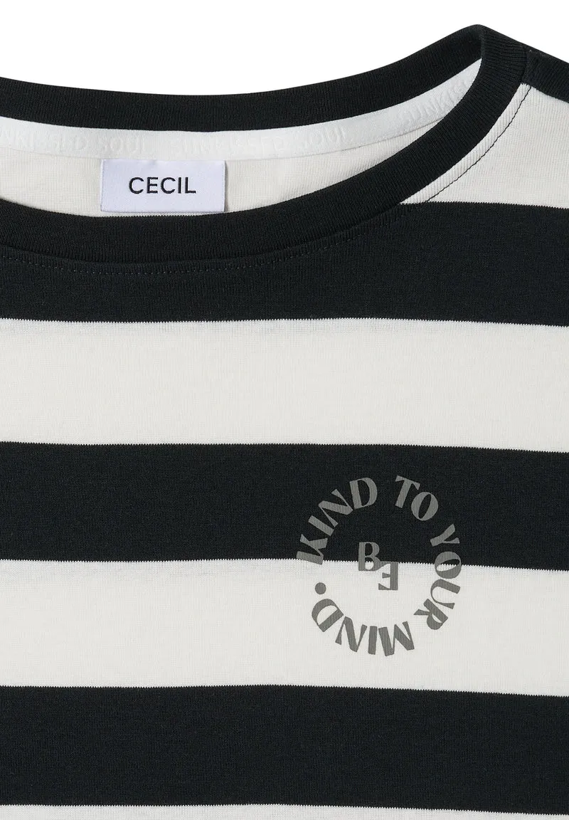 T-Shirt mit Streifen und Printdetail