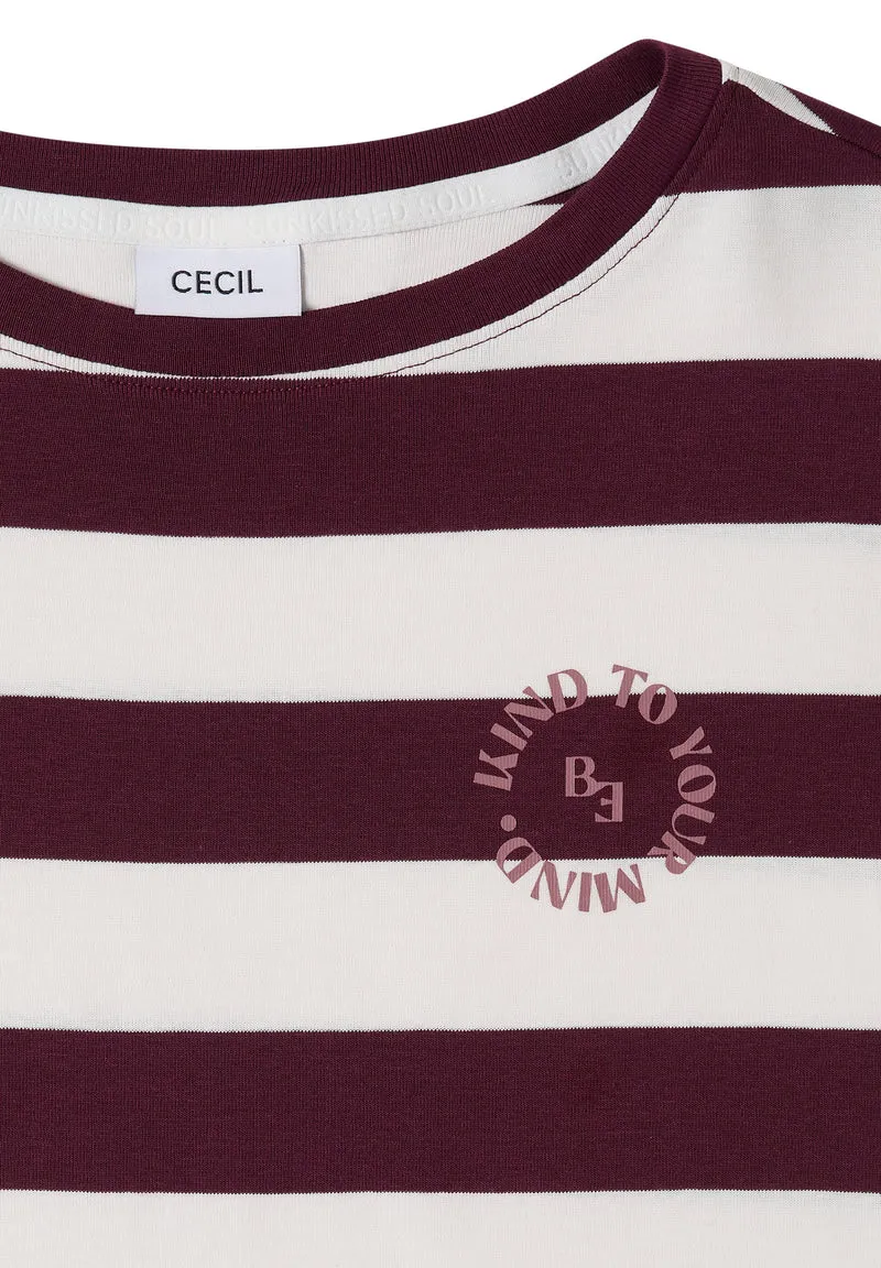 T-Shirt mit Streifen und Printdetail