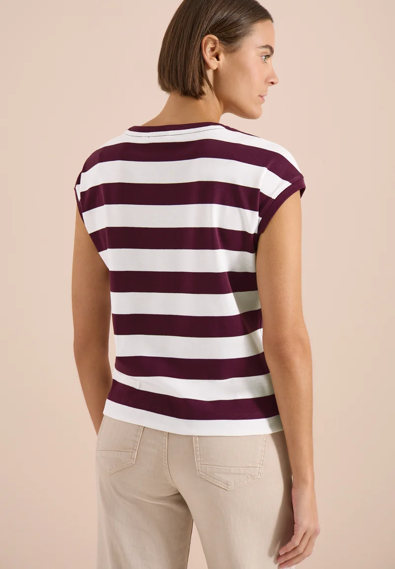 T-Shirt mit Streifen und Printdetail