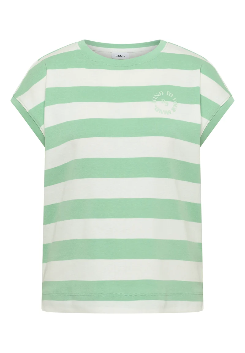 T-Shirt mit Streifen und Printdetail