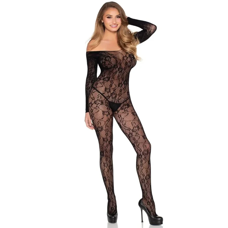 LEG AVENUE - 89366 SPITZEN-DESSOUS-BODYSTOCKING, SCHWARZ - EINHEITSGRÖSSE