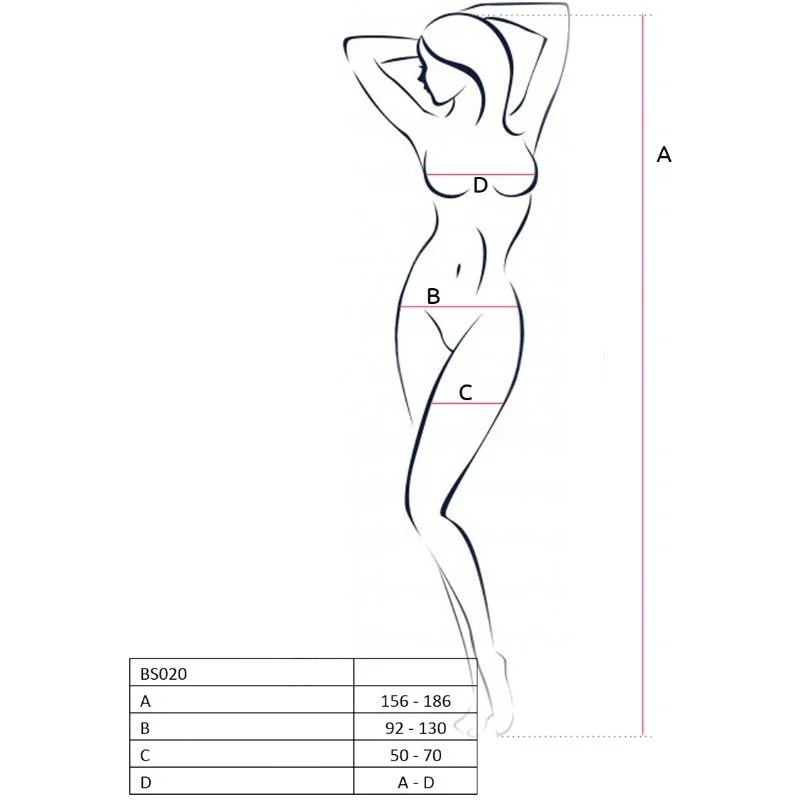 PASSION - WOMAN BS020 WEISSER BODYSTOCKING, EINE GRÖSSE