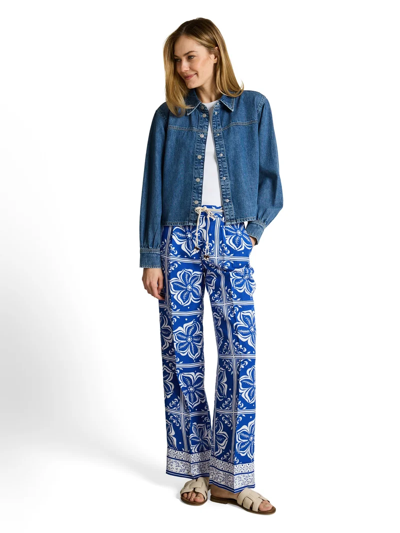 Wide Leg Hose mit Leinenanteil