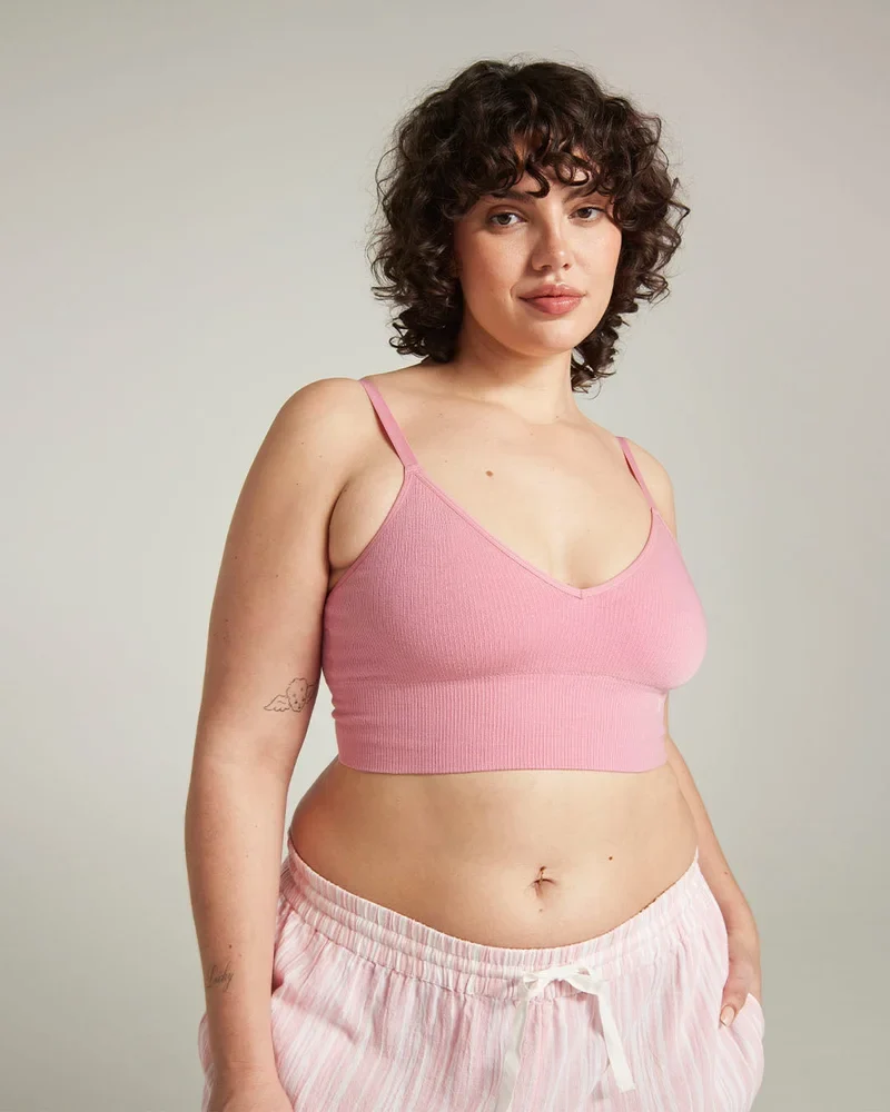 Nudea – Nahtlose TENCEL™ Bralettes, 2er-Pack, Sturmgrau/Rosé