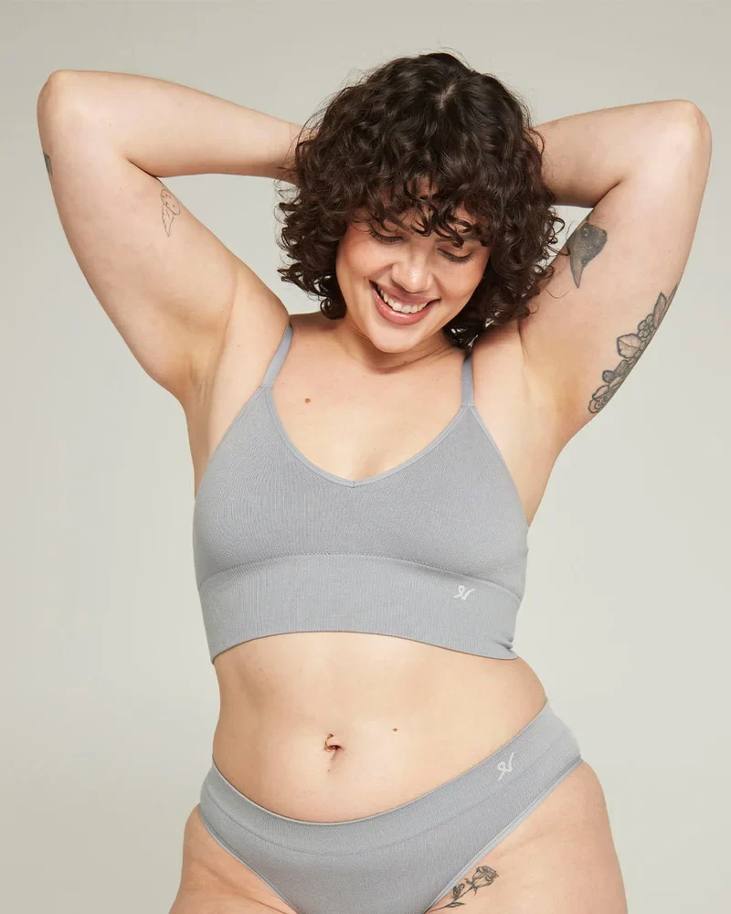 Nudea – Nahtlose TENCEL™ Bralettes, 2er-Pack, Sturmgrau/Rosé