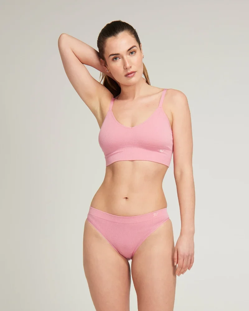 Nudea – Nahtlose TENCEL™ Bralettes, 2er-Pack, Sturmgrau/Rosé
