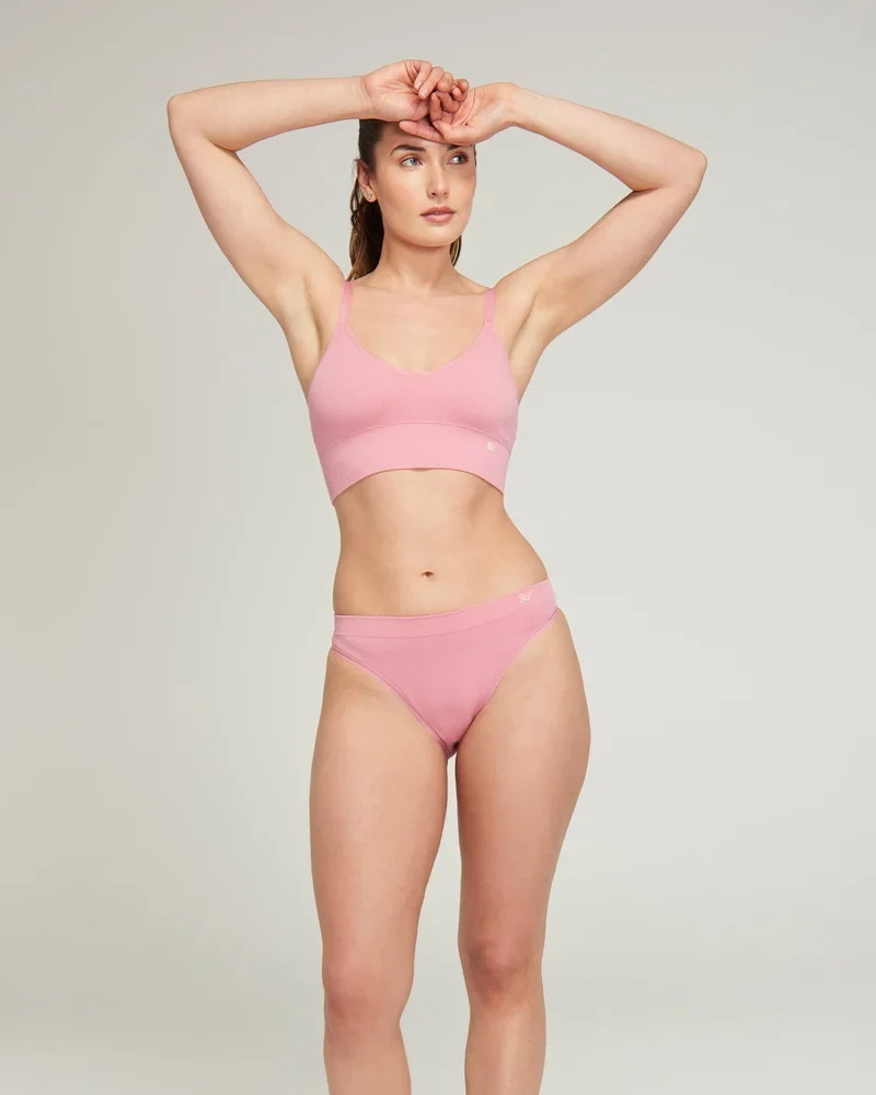 Nudea – Nahtlose TENCEL™ Bralettes, 2er-Pack, Sturmgrau/Rosé