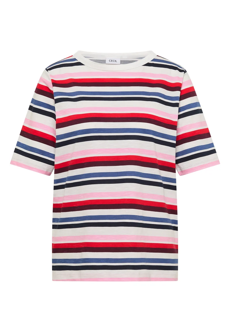 Kurzarm Shirt mit Multicolor Streifen