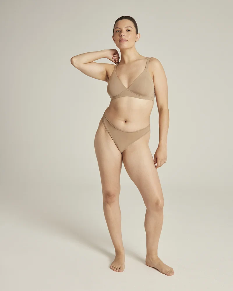 Nudea - Stretch Dipped Thong Dark Nude
