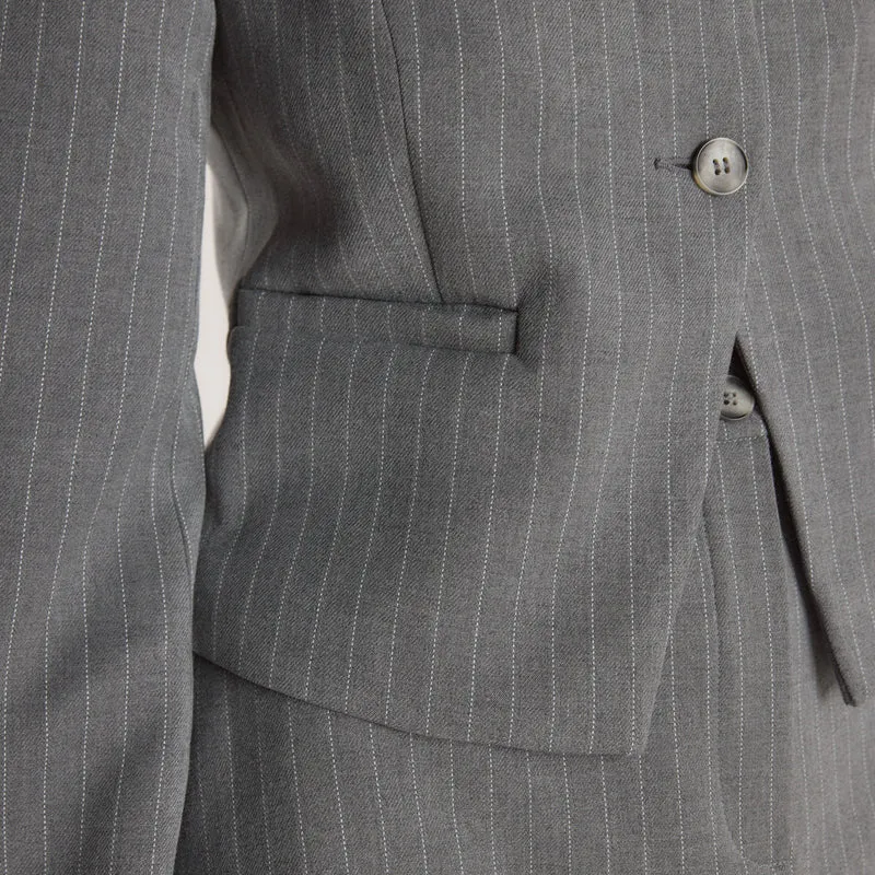 Structured Jacket - Grey Pinstripe