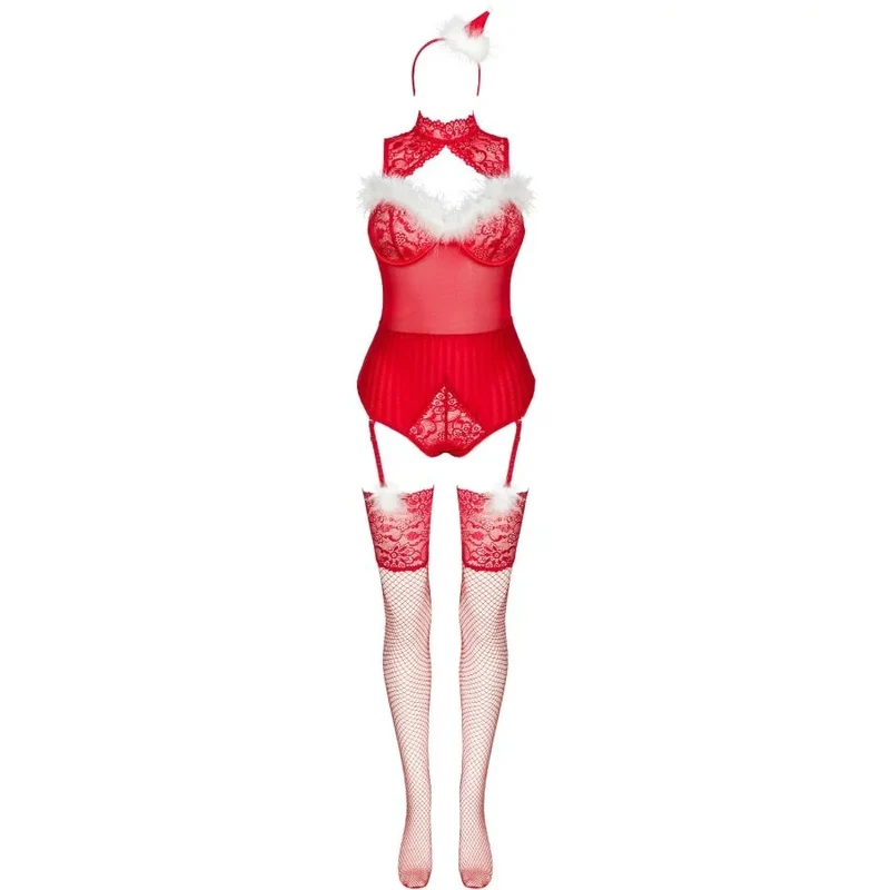 LIVCO CORSETTI FASHION - LIMPID SNOWFLAKES LC 90604 BODY + STRÜMPFE + WEIHNACHTSSTIRNBAND