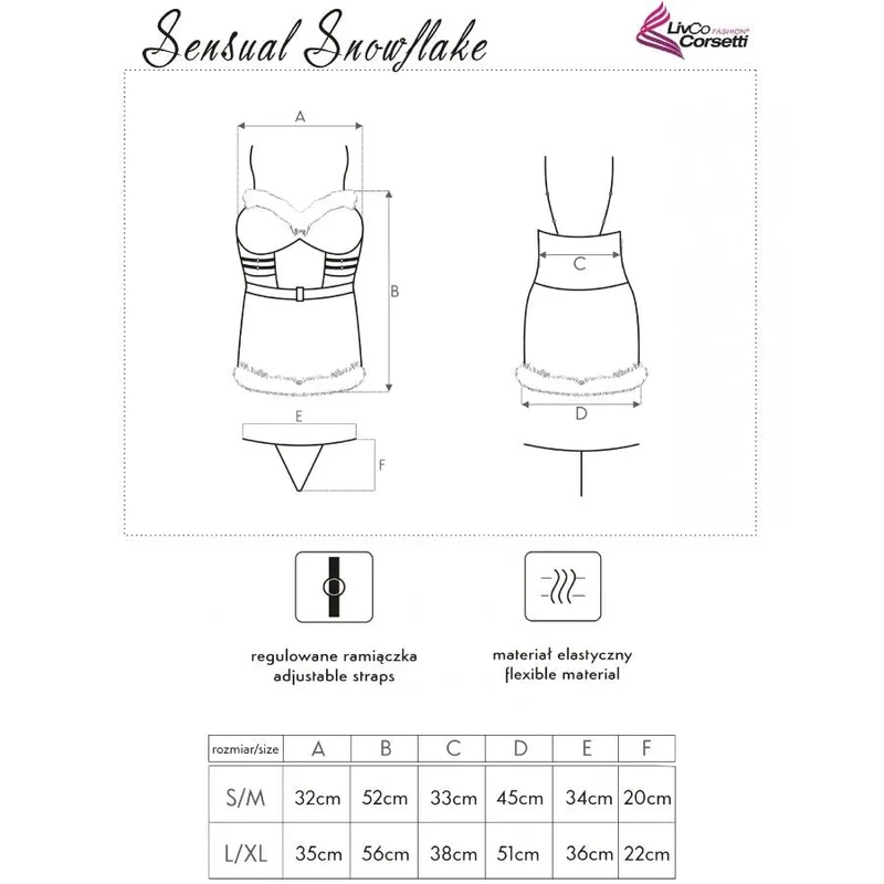 LIVCO CORSETTI FASHION - SENSUAL SNOWFLAKE LC 90603 WEIHNACHTS-CHEMISE + STRING + HAARBAND